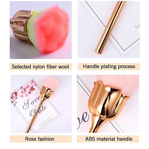 2 Pcs Rose Flower Makeup Brushes Flower Blush Brush Super Large Face Powder Makeup Brushes kabuki brushes for Powder Cosmetic Nail Dust Brush Loose Powder Brush Makeup Manicure (Red/Pink)