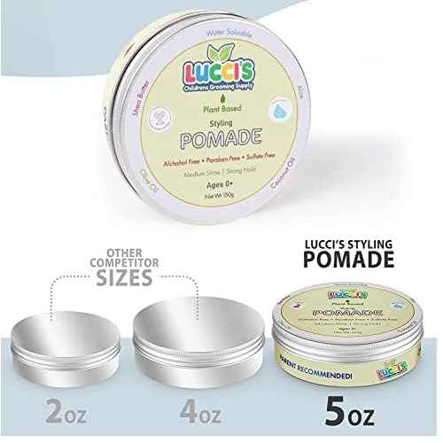LUCCI¡¯S CHILDRENS GROOMING SUPPLY Baby Hair Gel ? 5oz Plant-Based Styling Hair Pomade for Infants ? No Parabens or Sulphates ? Medium Shine and Strong Hold Hair Paste for Kids