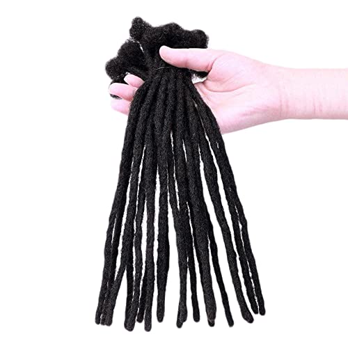 100% Human Hair Dreadlock Extensions for Men/Women, 0.4cm Thickness 8 Inch 60 Strands Full Handmade Can be Dyed and Bleached Permanent Loc Extensions Human Hair Natural Black