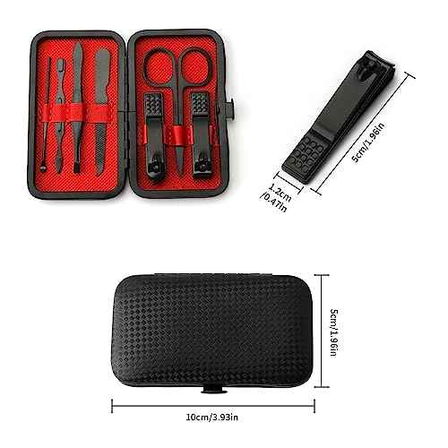 Manicure Set Nail Clippers Nail Tools Christmas Stocking Stuffers Pedicure Supplies Toenail Clippers for Women Men Fingernail Toenail Clipper 8 in 1 Manicure Tools Black with Leather Travel Case