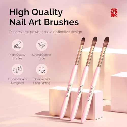 MelodySusie 3Pcs Acrylic Nail Brush Set, Size 8/12/14 for Extension and 3D Carving,DIY Home Salon Manicure Tool, Pink