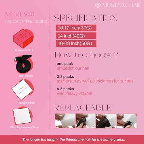 Moresoo Black Tape in Hair Extensions Human Hair Invisible PU Tape in Extensions Straight Glue in Extensions Remy Human Hair Extensions Glue in Straight Hair 18 Inch #1 20pcs 50g