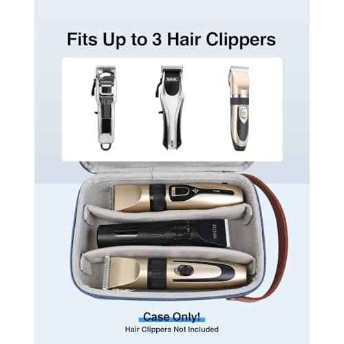Luxtude Hair Clipper Case Travel, Portable Barber Cases, Hard Barbers Bags for Clippers and Supplies, Sturdy Trimmer Bag, Barbers Accessories for Wahl/Hatteker/Oneisal/Andis Grooming (Case Only, Blue)