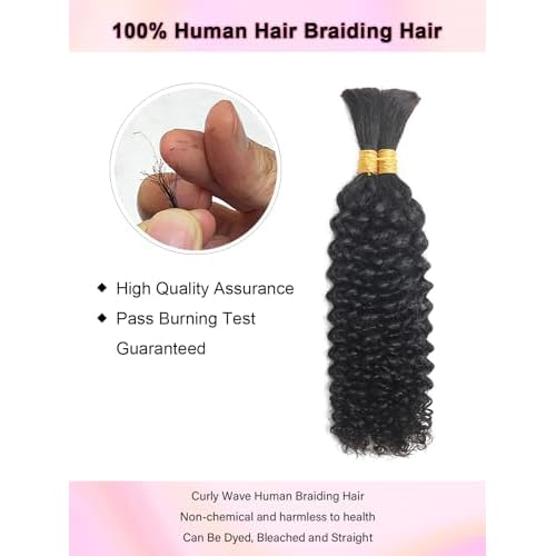 Boho Human Braiding Hair Curly Human Hair Braiding Hair For Boho Knotless Bohemian Micro Braiding Hair Human Hair 100g 2 Bulk Human Hair Bundles For Braiding No Weft Hair Extensions YNiSew