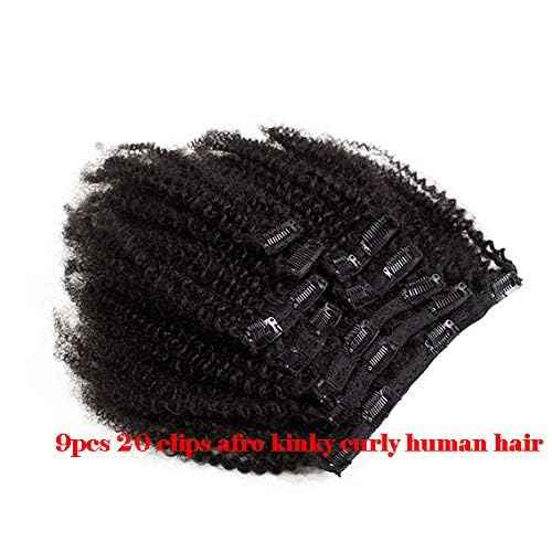 Hair Mongolian Afro Kinky Curly Clip In Hair Extensions Afro Kinky-curly Human Hair Clip Ins 4C Mongolian Virgin Remy Human Hair (18inch, natural black)