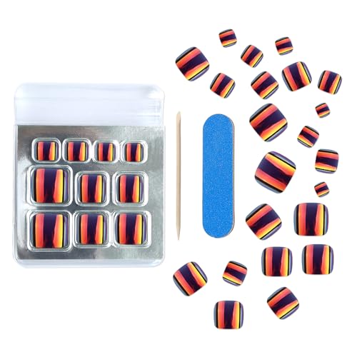 24PC Chrome Press on Toenails for Women Fake Toe Presson Nails Toe Nail Press ons with Sticky Tabs, 12 Size Fake Toenails Stick ons Acrylic Toes Nail Tips Kit Chrome Stick on Toes Nails-F