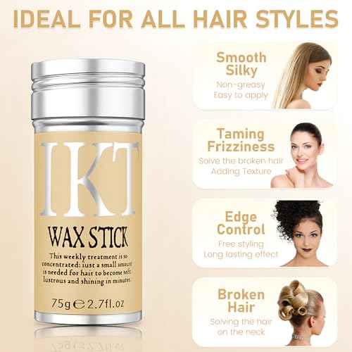 VOLLUCK Hair Wax Stick for Wigs, 2 PCS Edge Control Slick Stick Hair Pomade 2.7Oz Stick Non-greasy Styling Wax, Long Lasting, Strong Hold Temporary Hair Styling Product for Edge Frizz