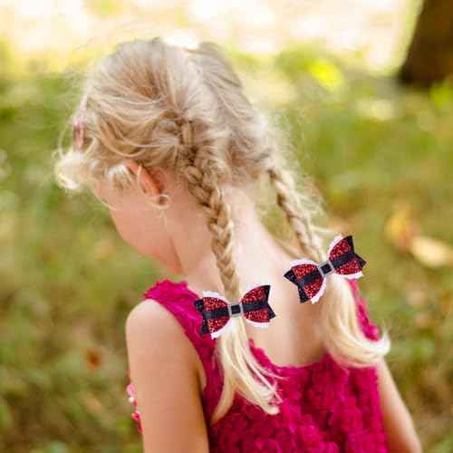 Sparkly Christmas Hair Bows for Girls Glitter Sequin Hair Clips Cheer Bows Metal Alligator Hairpins Hair Accessory for Christmas Party XMAS Gifts, Red & Black