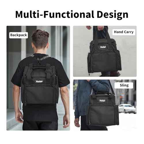 Wormhole Tattoo Case Tattoo Backpack with 3 Inner Removable Pouches 2 Layers Travel Bag for Tattoo Stencil Printer Tattoo Supplies Black 14.6" L x 9.5" W x 14.2" H