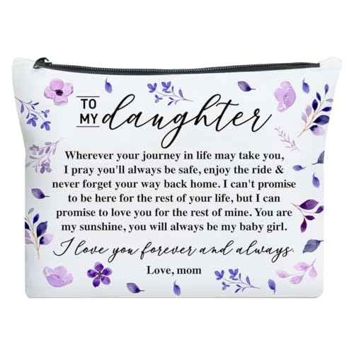 Daughter Gift from Mom, Christmas, Birthday, Graduation Gift for Daughter from Mother Makeup Bag, You Are My Sunshine