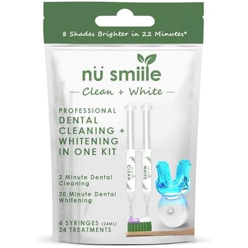 Professional Cleaning and Teeth Whitening Kit by nu smiile - Includes Blue LED Light - Visible Results in 20 Minutes - Xyliprox Teeth Whitening Gel - 30 Treatments