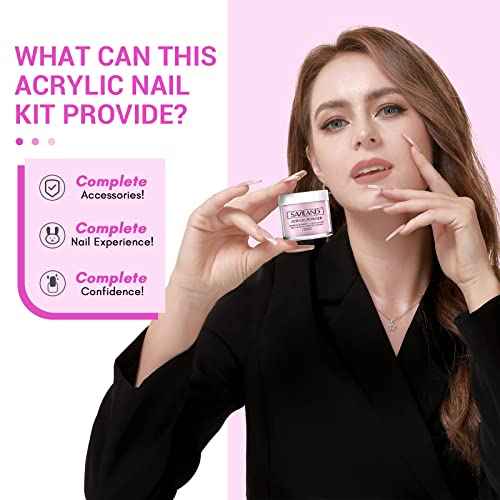 Saviland Acrylic Nail Kit ? Nails Kit Acrylic Set Acrylic Powder & Liquid with Builder Nail Gel Nail Drill Glitter Nail Art Powder Acrylic Nail Tools for Home DIY Nail Salon Use Christmas Gift