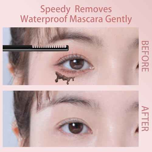 Upgrade Speedy Mascara Remover, Eye Makeup Remover for Waterproof Mascara Eyeliner Eyeshadow, Gentle Long Active Spiral Head Oil Gel Cleanser, Precision Cleansing Wand