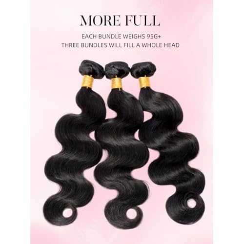PERISMODA Body Wave Bundles Human Hair 16 16 16 Inch 1PC 100% Human Hair Bundles Unprocessed Brazilian Virgin Hair Bundle 12A Body Wave Human Hair Extensions Natural Black