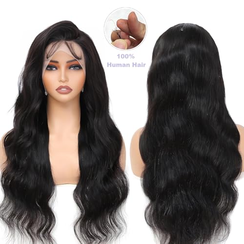 13x6 Lace Front Wigs Human Hair 200 Density Body Wave HD Lace Front Wigs Human Hair Pre Plucked Natural Color Glueless Wigs for Women 20 Inch