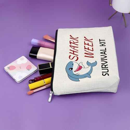 Sazuwu Shark Week Makeup Bags Cosmetic Organizer Shark Themed Gifts for Women Adults Animal Lovers Birthday Christmas Graduation Friendship Present