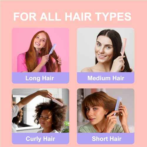 RHOS Rat Tail Comb for Parting, Fine Tooth Teasing Comb with Pick, 2 Pack Hair Styling Combs Set for Women and Men, Pink & Purple, Plastic, Unisex