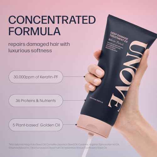 UNOVE Deep Damage Treatment Ex - Protein Hair Treatment & Hair Mask for Damaged Hair | Deep Conditioning & Keratin Hair Mask for Dry, Frizzy Hair | Korean Hair Care | Tender Bloom, 10.82 fl oz