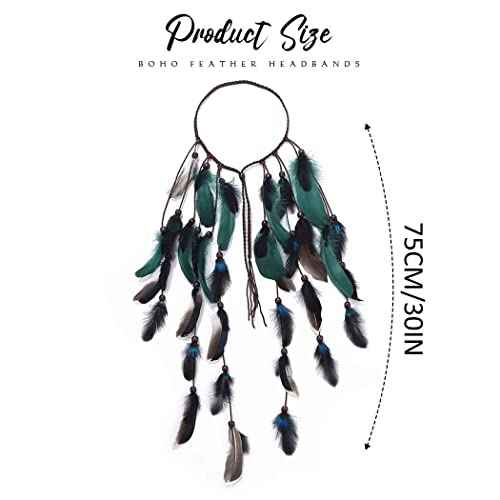 CAKURE Boho Feather Headband Gypsy Headpiece Indian Headdress Hippie Hair Accessories for Women and Girls (Type C)