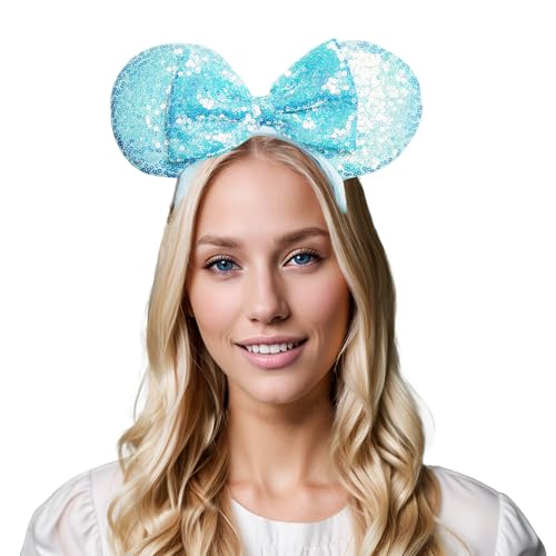Mouse Ears Headbands Sequin Bow Mouse Ears Glitter Party Decoration Cosplay Halloween Costume for Women