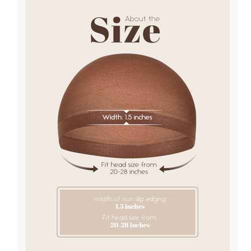 Brown Wig Caps for Women, Stocking Cap for Lace Front Wig, Dark Brown 24 PCS