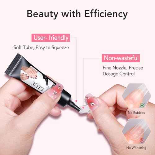 Curvlife Newly Upgraded Quick Drying 10g Semi Solid Nail Glue with 10ml Remover for Press On Nails Tips No Need for UV Lamp Long Lasting Fake Acrylic Nails Kit Glue Gel