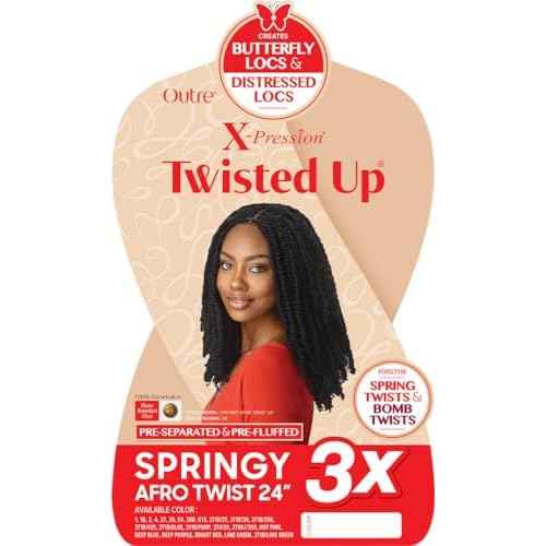 Outre Crochet Braids X-Pression Twisted Up 3X Springy Afro Twist 24" (1-pack, 1B)