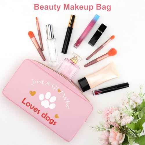 Dog Makeup Bag Dog Lovers Gifts for Women Girls Oxford Cloth Cosmetic Bag Christmas Birthday Gift for Pet Owner Dog Mom Sister Bestie BFF Dog Lovers Double Side Printed Zipper Makeup Organizer