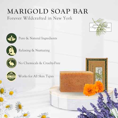 Adirondack Fragrance & Flavor Farm ADK Natural Marigold Soap Bar 16 oz., Handmade Vegan Olive Oil Body Soap for Dry and Sensitive Skin, Moisturising for Men, Women & Babies