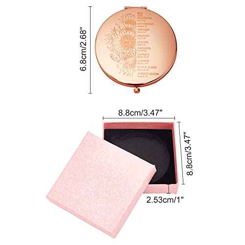 ORIGACH Birthday Compact Pocket Mirror with Gift Box - Personalized Graduation Gift for Sister, Friend - Rose Gold