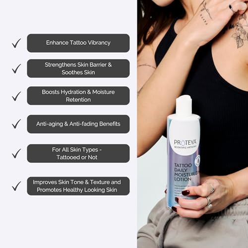 Tattoo Daily Moisturizing Lotion | Hydrating Daily Tattoo Care w/Niacinamide and Hyaluronic Acid to Enhance and Preserve Your Tattoos, 12 oz (2 Pack)