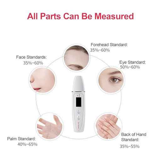 Skin Hydration Tester, Portable Skin Moisturizer Test Facial Skin Tester Skin Water Oil Tester Digital LCD Smart Display Skin Hydration For Face Tool Skin Care Beauty (White)