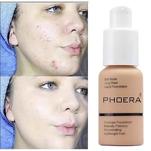 PHOERA Foundation, Flawless Soft Matte Liquid Foundation Makeup for Women.(102# Nude)