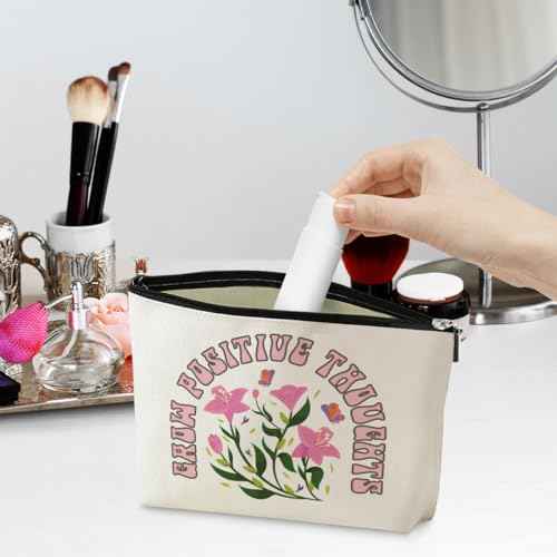 Mental Health Makeup Bag Inspirational Cosmetic Bag Floral Toiletry Bag Growth Mindset Gifts for Christmas Birthday Mental Health Awareness Gift for Therapist Psychologist Counselor Women Friend