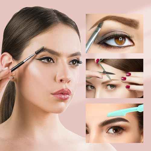 7pcs Eyebrow Tweezers Kit for Women Precision Plucker with Brow Scissors & Razor & Spoolie for Facial, Chin, Brow, Splinter and Ingrown Hair
