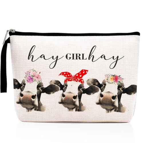 Cow Print Stuff Cow Gifts Farm Animals Western Makeup Bag Country Stuff Heifer Cosmetic Bag for Women Her Country Girls Sister BFF Funny Zipper Pouch Western Stuff Travel Bag Graduation Birthday Gifts