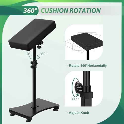 POARMEEY Tattoo Arm Rest Stand with Adjustable Height and Angle for Tattoo Studio Armrest for Tattooing with Soft Pillow,Stylish and Stable Wood Grain Base