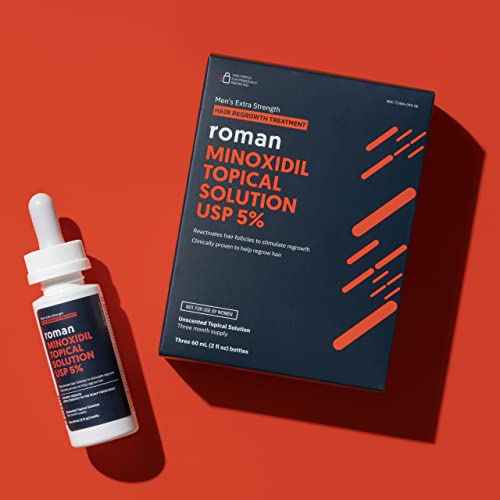 Roman Men's Topical Solution for Hair Regrowth | 5% Minoxidil, Unscented, 3-Month Supply
