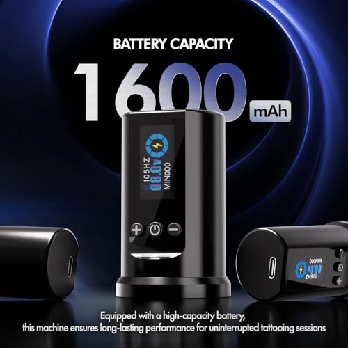 INKin Tattoo Kit for Beginners Complete Set, Wireless Tattoo Machine with 2.0mm-4.0mm Adjustable Stroke Length and 1600mAh Power Supply, 20Pcs Revo Tattoo Needles Assorted and 9Pcs Tattoo Inks