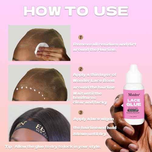 Strong Holding Glue for Lace Wigs and Hairdressing Systems - Invisible Bonding Non-Toxic Odorless or Latex Moisture and Water Resistant -Wig Retaining Accessory 1.3 oz