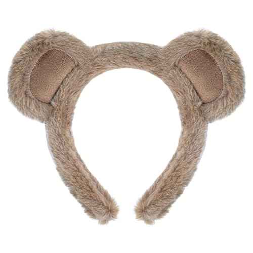 Brown Bear Ear Headband Halloween Cosplay Plush Short Fur Animal Ears Christmas Party Costume for Women (bear ear)
