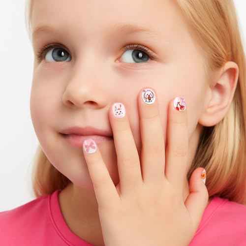 Allstarry Nail Stickers for Kids, 15 Sheets Kids Nail Stickers for Girls Self-Adhesive Nail Decals Cute Animal Fruit Bow Flower Heart Star Sticker Birthday Christmas Gift