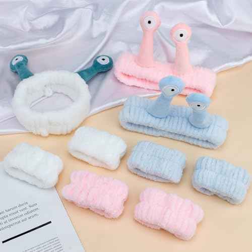 Canitor Snail Spa Headband Wrist Bands - Cute Animal Hair Accessories for Face Wash, Makeup Removal, and Skincare - Fun Gifts for Women and Girls