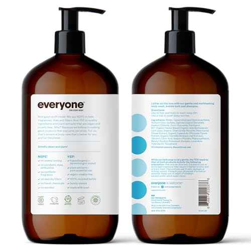 Everyone 3-in-1 Soap, Body Wash, Bubble Bath, Shampoo, 32 Ounce (Pack of 2), Unscented, made for Men and Women