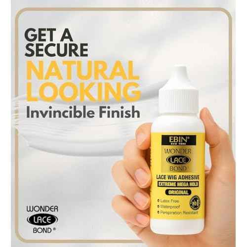 EBIN NEW YORK Wonder Lace Bond Wig Adhesive Extra Mega Hold 1.18oz/35ml | Invisible, Water & Oil-Resistant | Non-Toxic, Light Hold for Poly & Lace Wigs