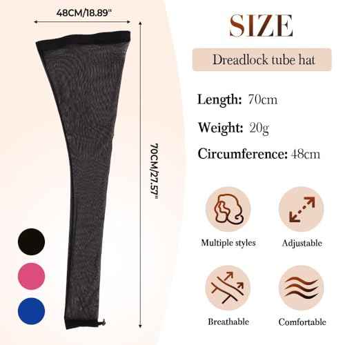 Breathable Hair Weave Sleeve for Locs with Drawstring ? Extra Long Stretchy Wig Cap for Black Women, Faux Locs, Protective Styles & Bun ? Fashionable & Comfortable Design (Black)