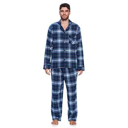 Ashford & Brooks Men¡¯s Flannel Long Sleeve Pajamas Set Plaid Sleepwear & Loungewear Button Down PJ Set