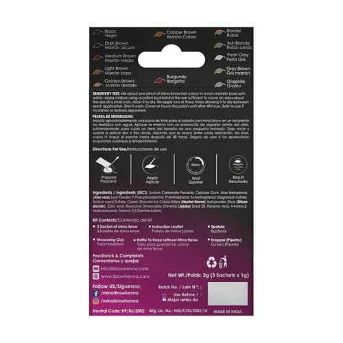 MinaiBrow Dark Brown Tint Kit | Natural Spot Coloring Brow Powder, Water & Smudge Proof Instant Brow Dye, 100% Gray Coverage, 30 Applications, Ammonia &, Vegan, Cruelty Free, Plant-Based