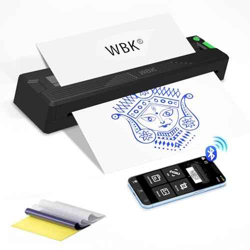 wbk Tattoo Stencil Printer,for Tattoo Beginners&Artists,Portable-Wireless-Bluetooth-Thermal-Inkless Tattoo Printer Machine with 3pcs Tattoo Transfer Paper,Compatible with Phone/Pc
