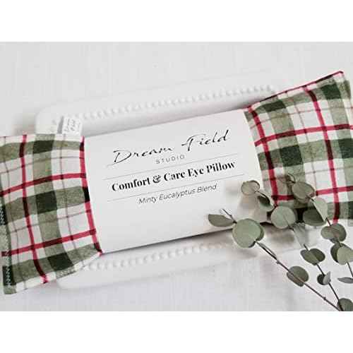 Eye Pillow with Flaxseed, Eucalyptus & Mint, Small Heat and Cold Therapy Pad, Caregiver Gift, Eco-Friendly Ingredients, Microwavable Sinus and Headache Mask - Windowpane Plaid